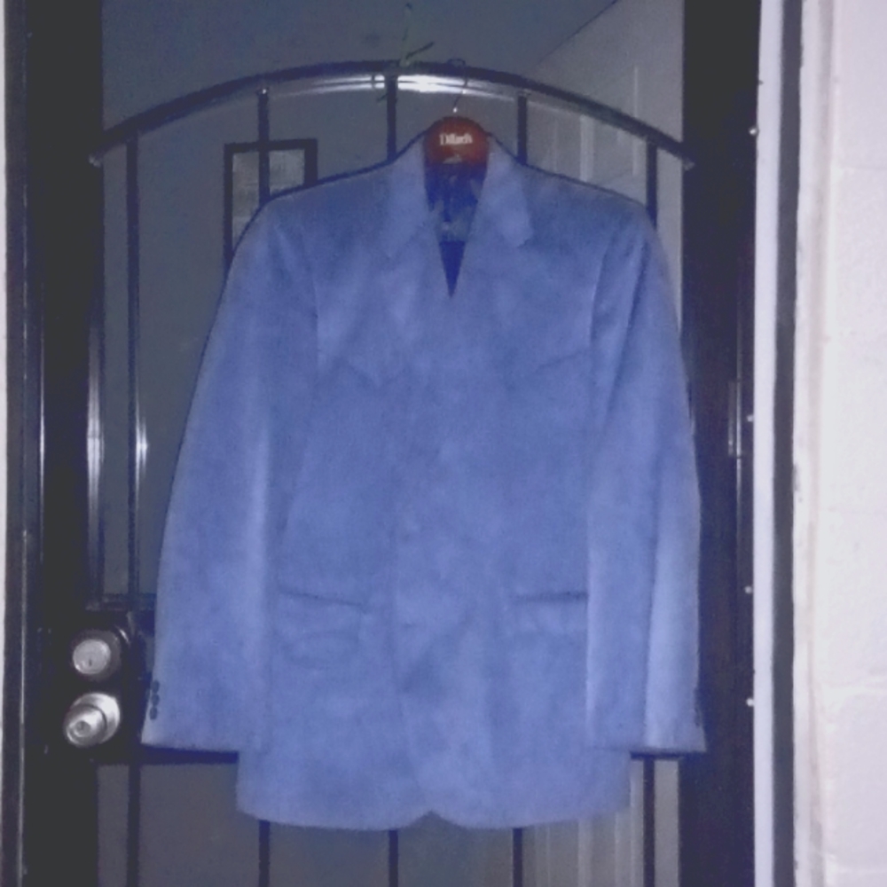 Ultra suede western suit coat blue
